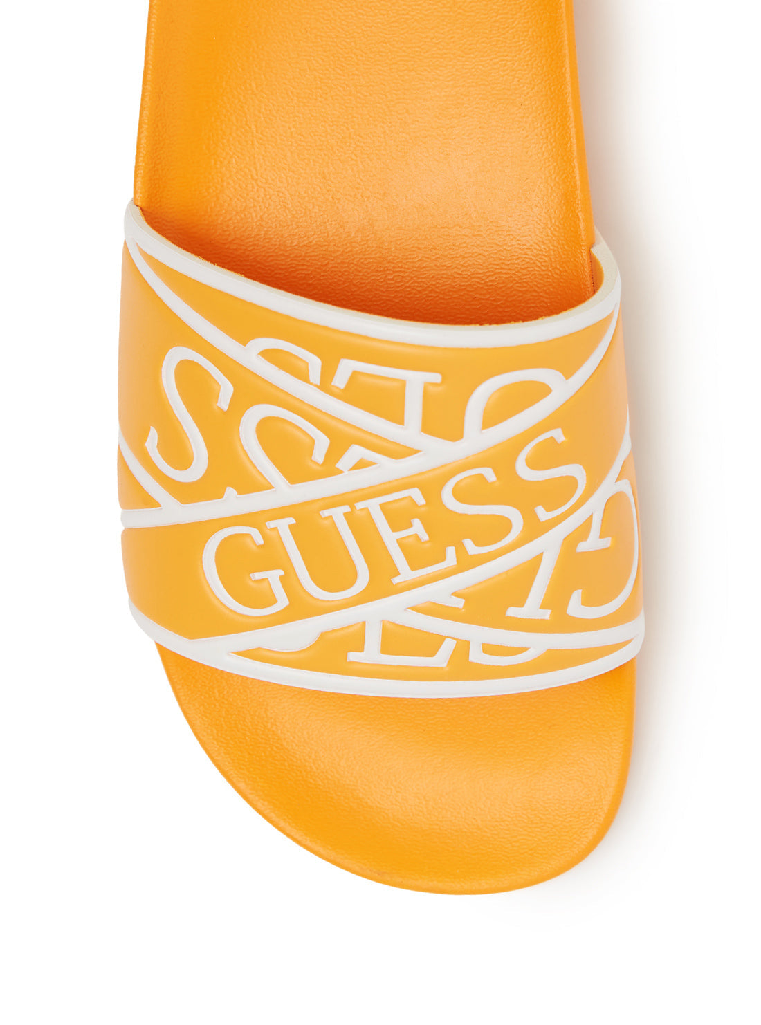 GUESS Womens  Orange Logo Tape Siline Slides SILINE  Top View
