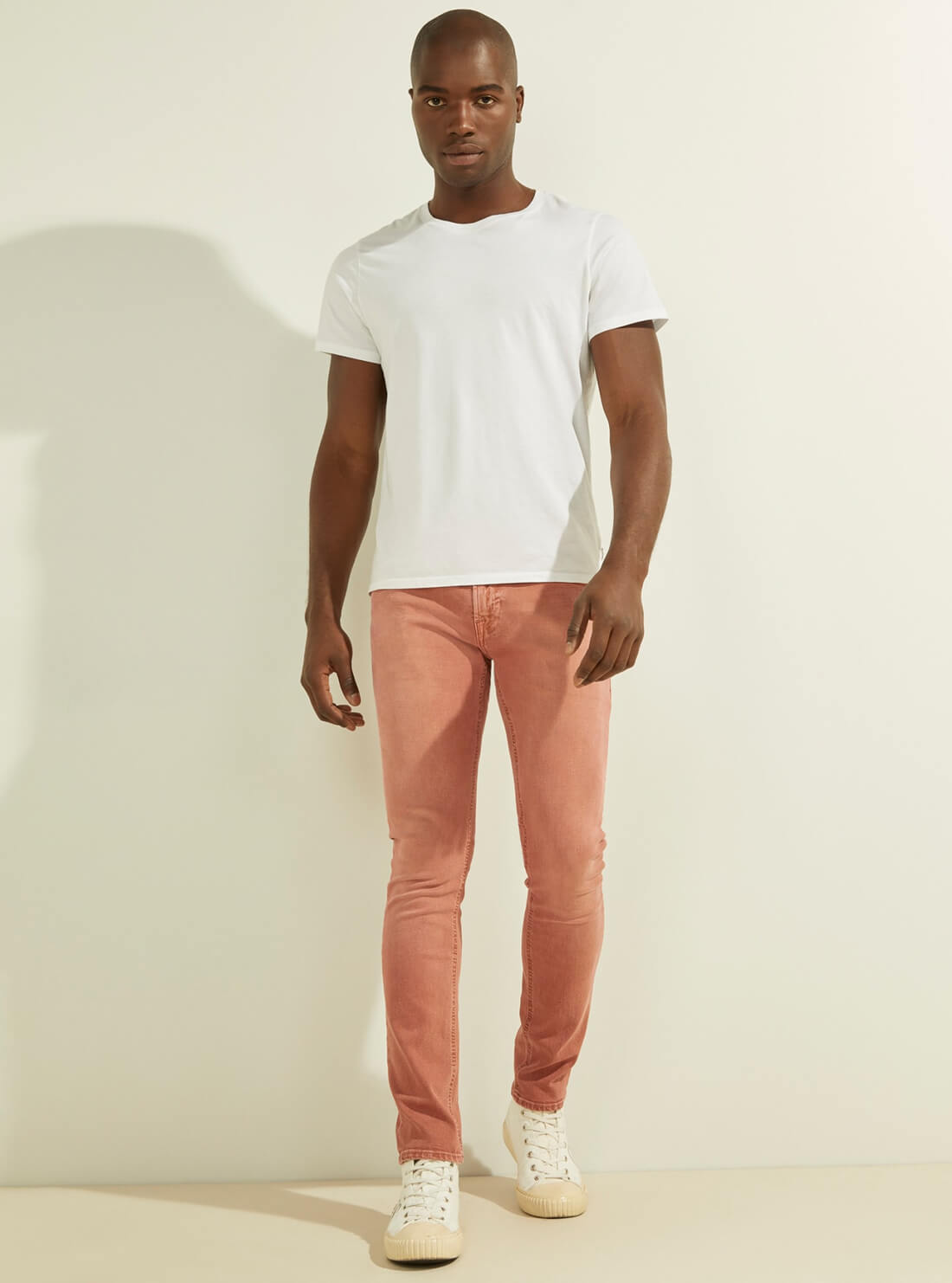 GUESS Low-Rise Dyed Skinny Denim Jeans in Summer Spice Orange M1YAN3R34V0 Full View