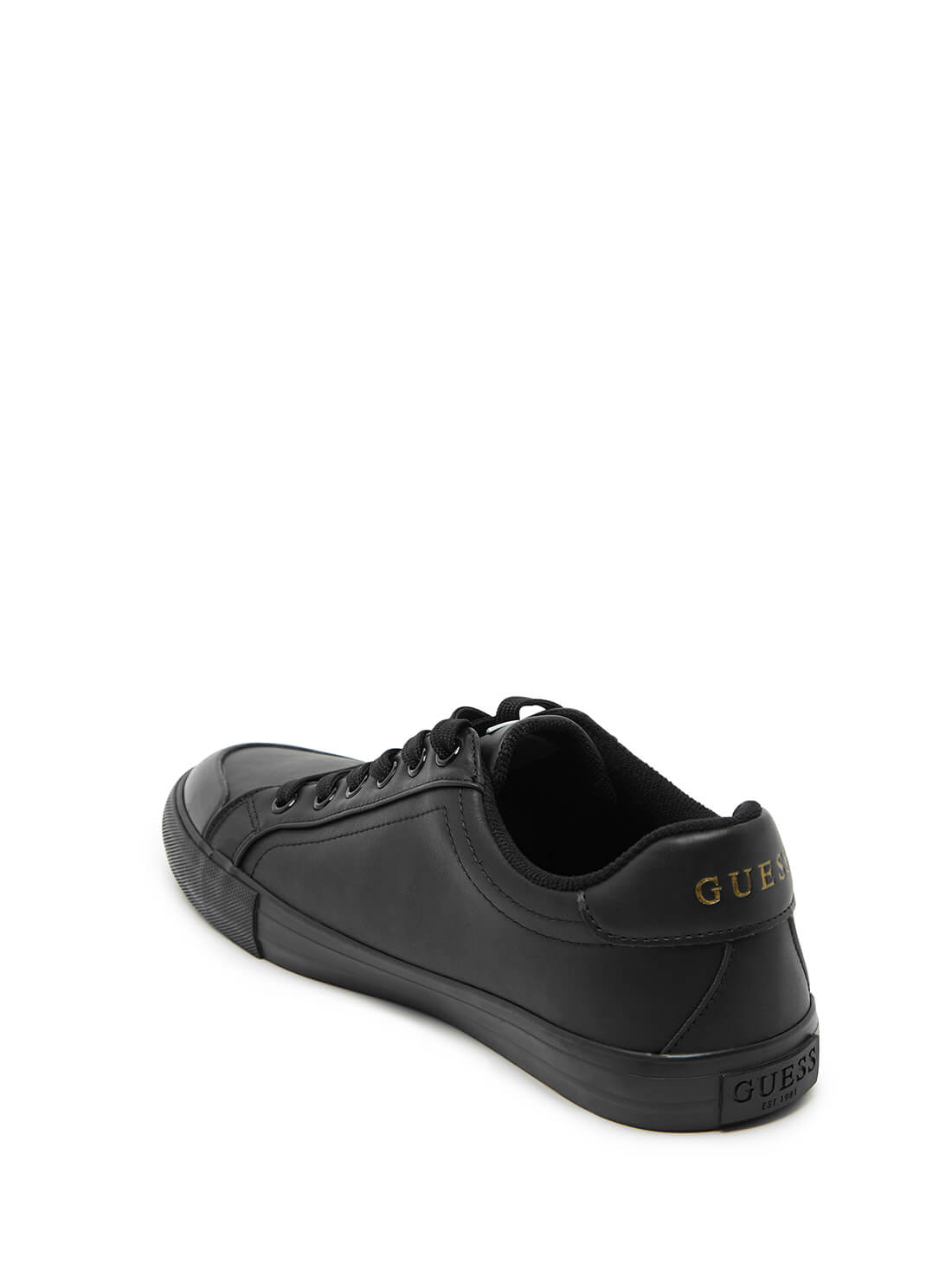 GUESS Mens Black Low-Top Paxi Sneakers PAXI-A Back View