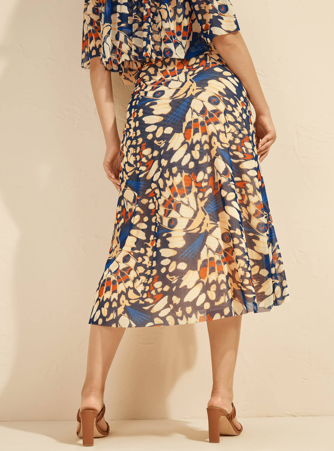 GUESS Women's Marciano Print Papillon Midi Skirt 1YGD106875Z Back View