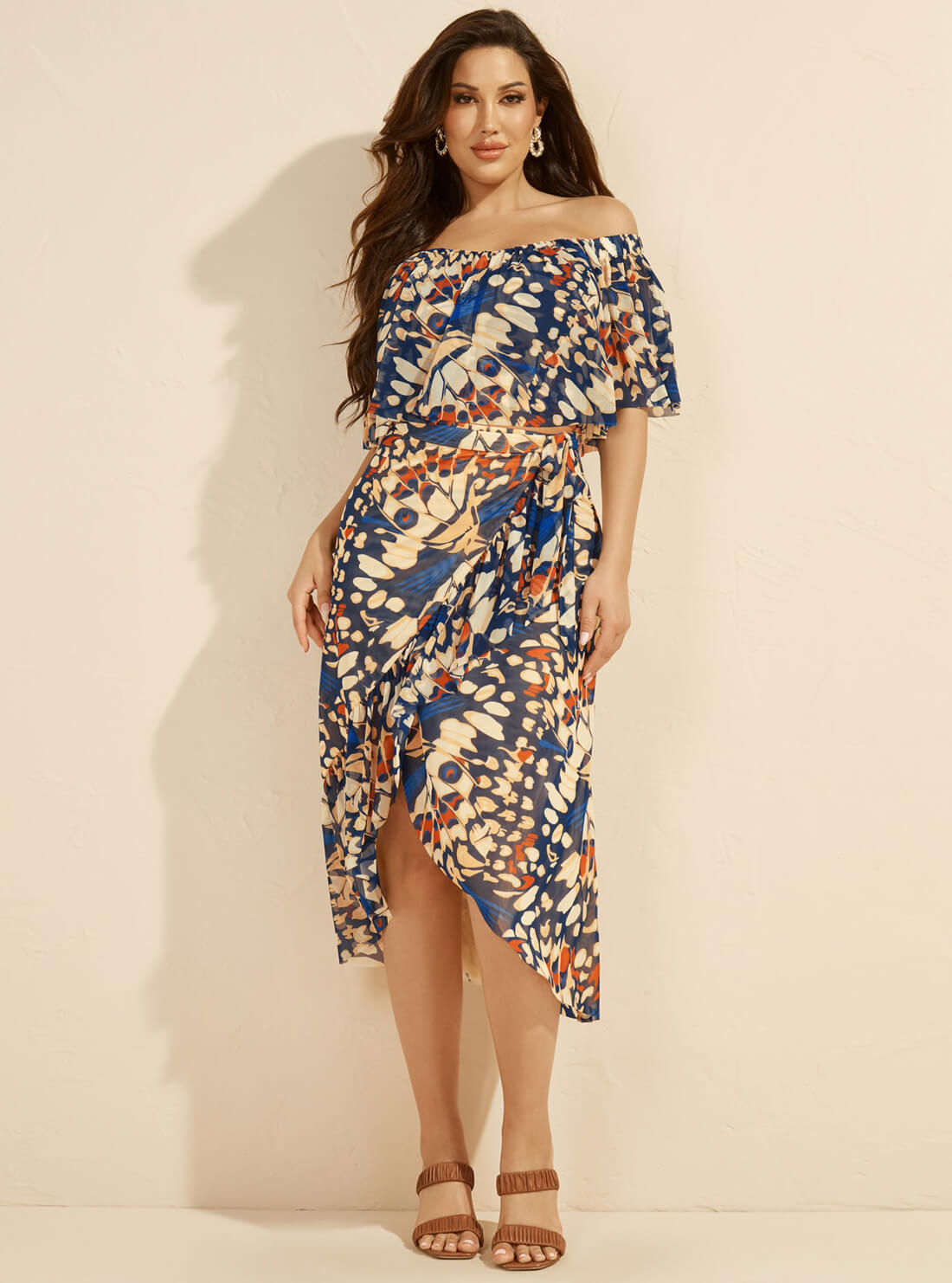 GUESS Women's Marciano Print Papillon Midi Skirt 1YGD106875Z Full View