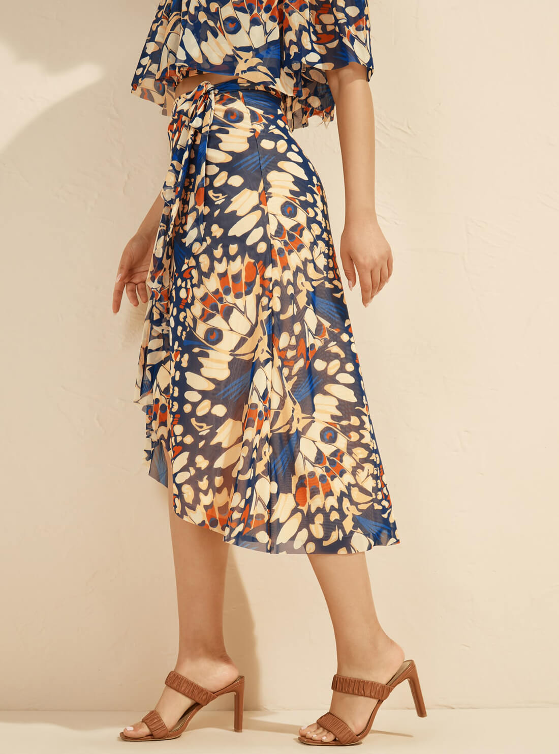 GUESS Women's Marciano Print Papillon Midi Skirt 1YGD106875Z Side View