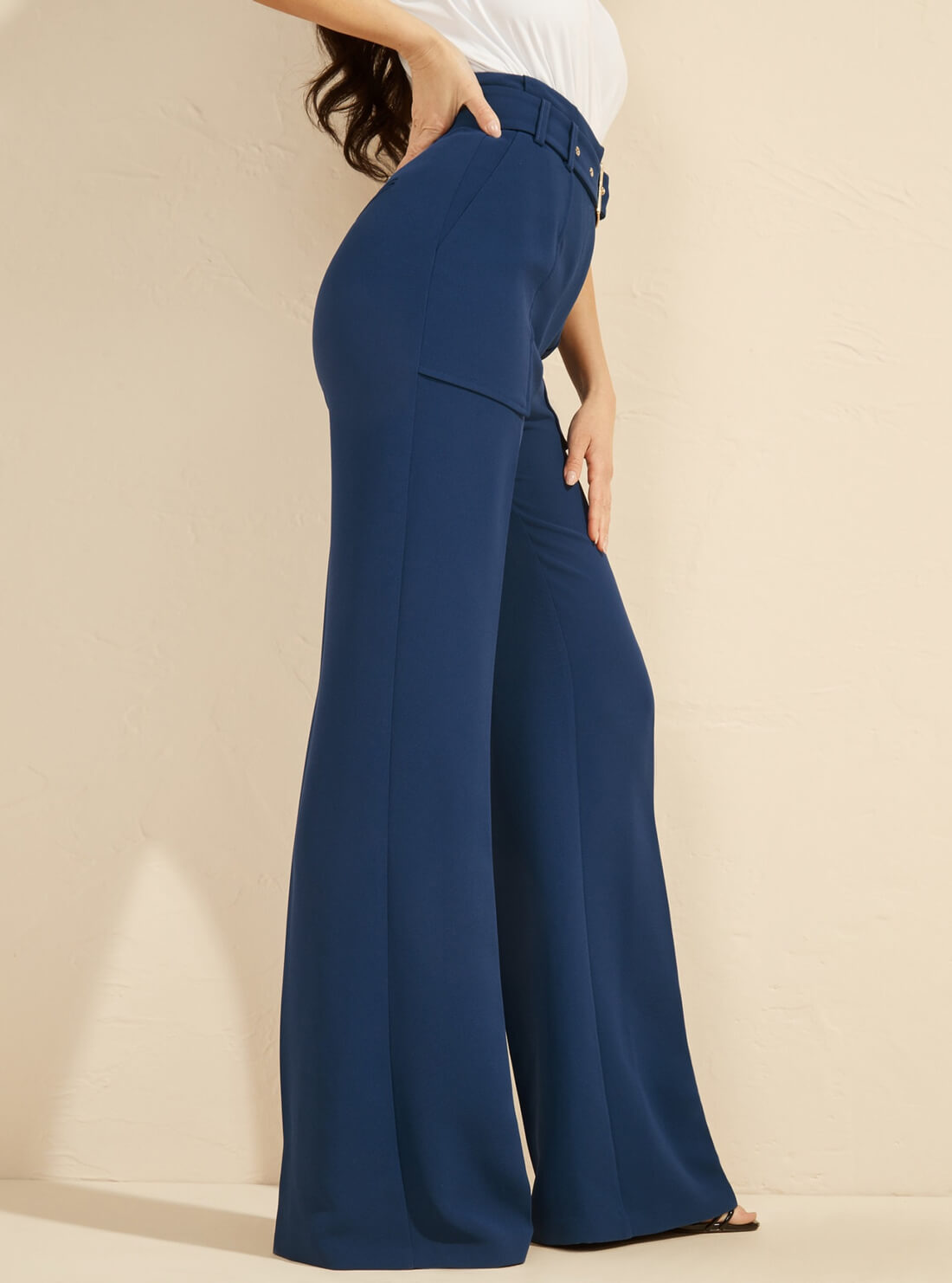 GUESS Women's Marciano Blue Wixson High-Rise Wide Leg Pants 62G1097988Z Side View