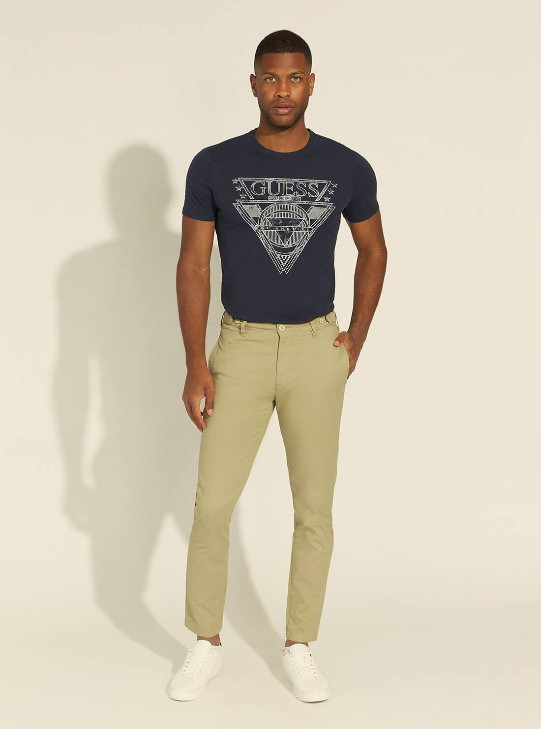 GUESS Mens Beige Blanco Mid-Rise Lucas Seasonal Pants M1YB56WCNZ7 Full View