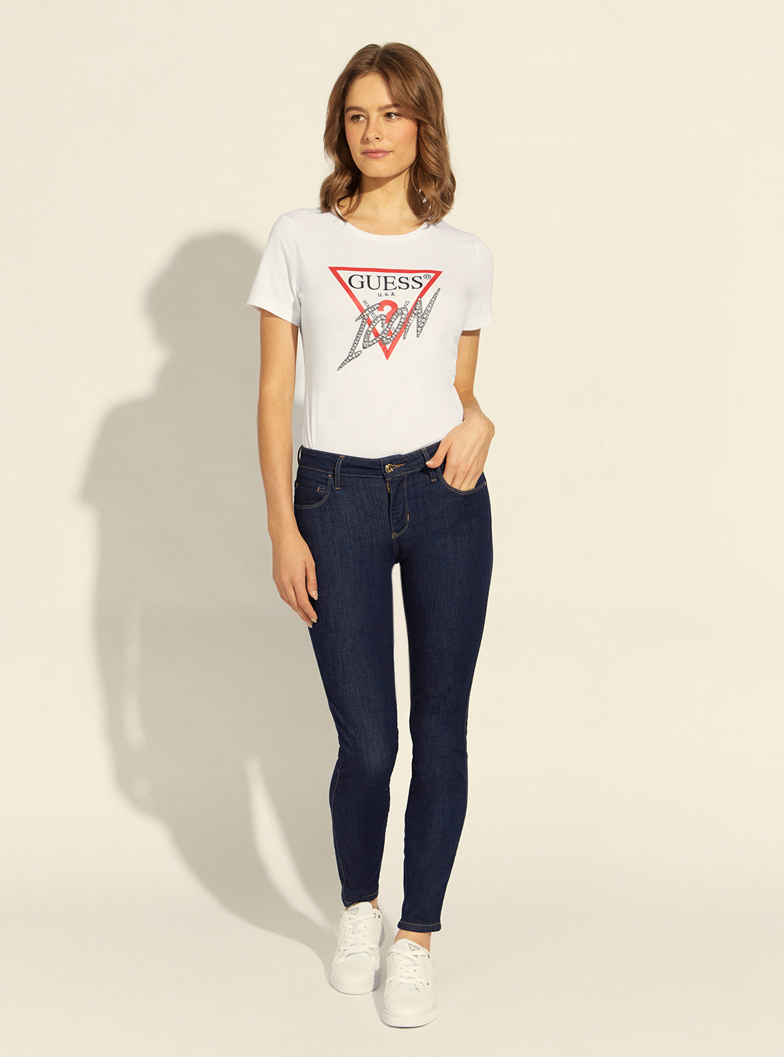 GUESS Womens Mid-Rise Sexy Curve Denim Jeans in Balea Wash WB9AJ3D35U1 Full View