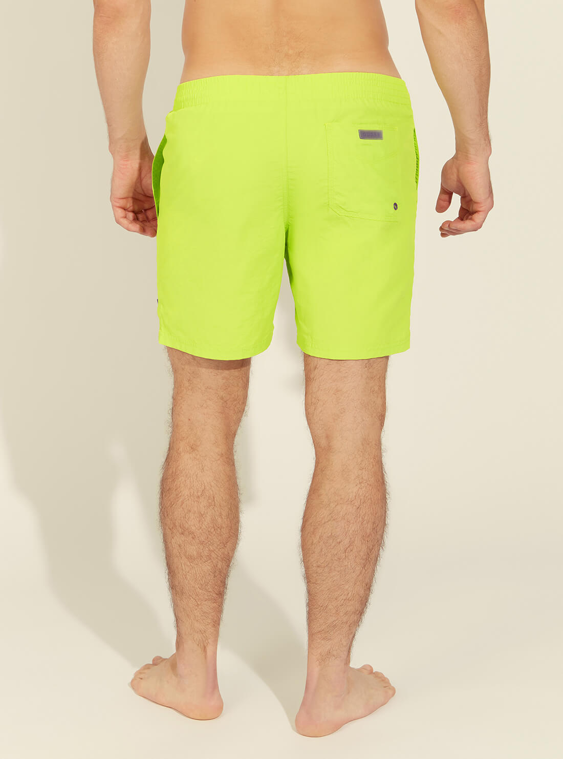 GUESS Women's Yellow Mid-Rise Solid Swim Trunks  F02T01TEL27 Back View