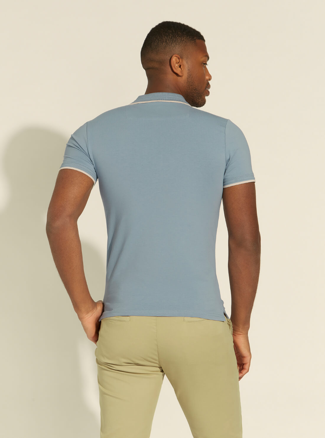 GUESS Mens Cloud Blue Nolan Polo T-Shirt M1YP66J1311 Back View