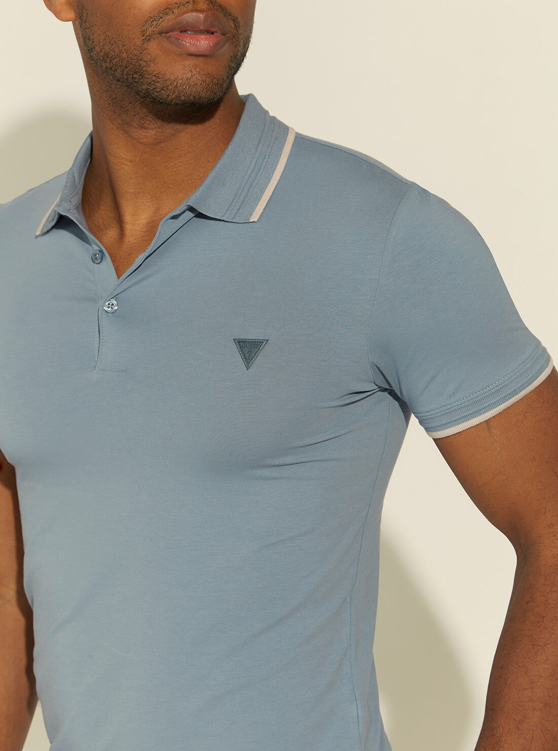 GUESS Mens Cloud Blue Nolan Polo T-Shirt M1YP66J1311 Detail View