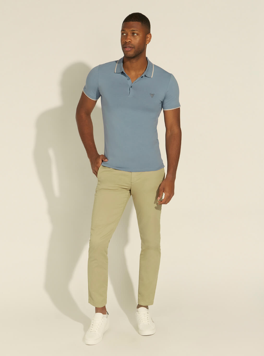 GUESS Mens Cloud Blue Nolan Polo T-Shirt M1YP66J1311 Full View