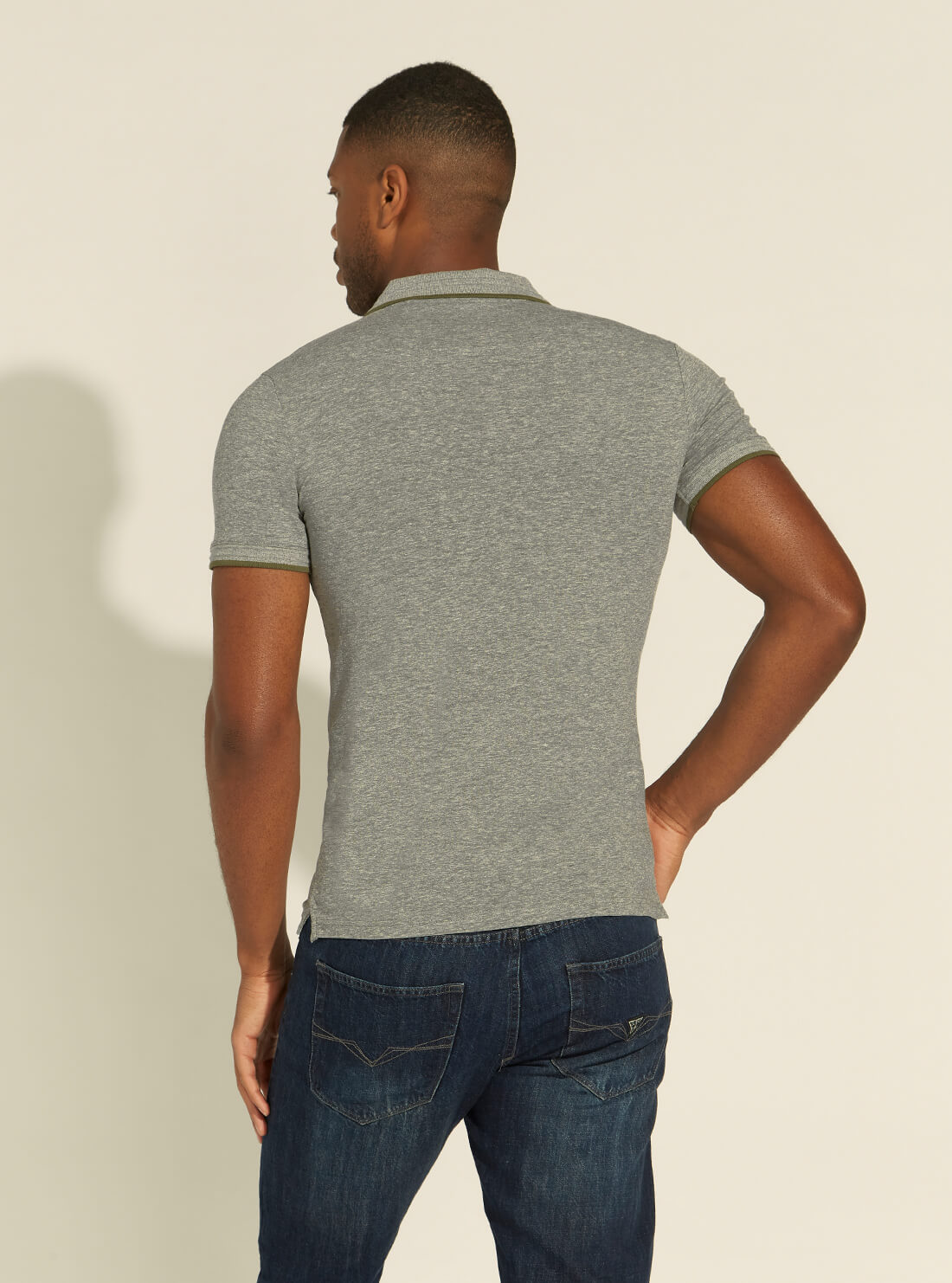 GUESS Mens Grey Nolan Polo T-Shirt M1YP66J1311 Back View