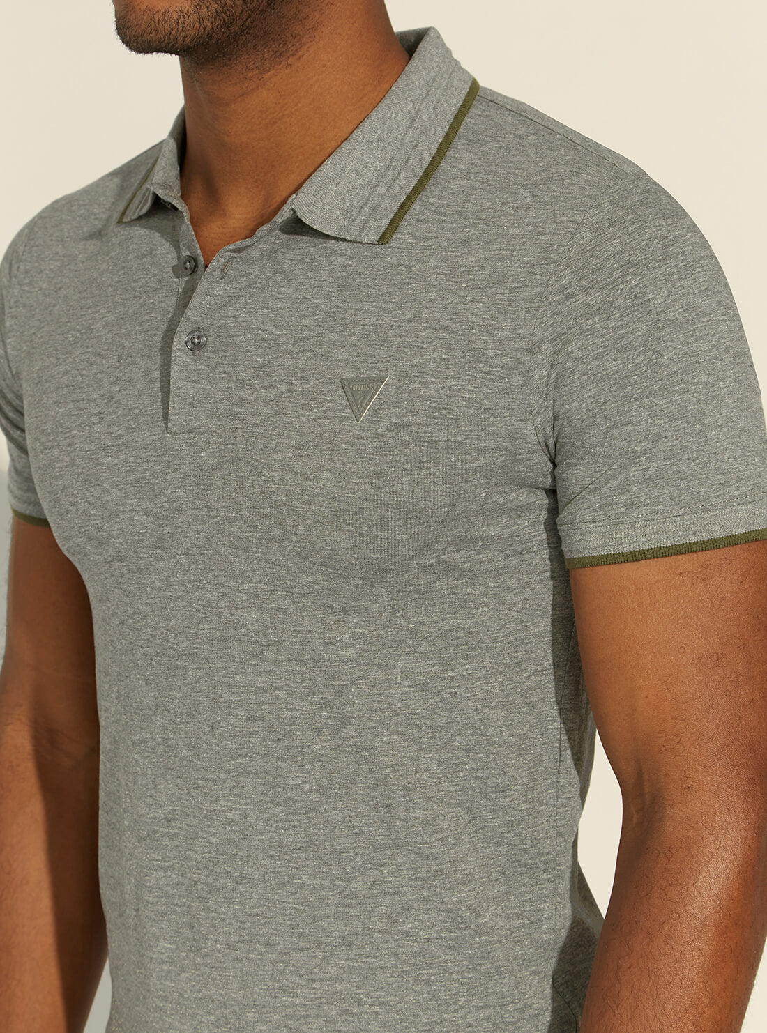 GUESS Mens Grey Nolan Polo T-Shirt M1YP66J1311 Detail View