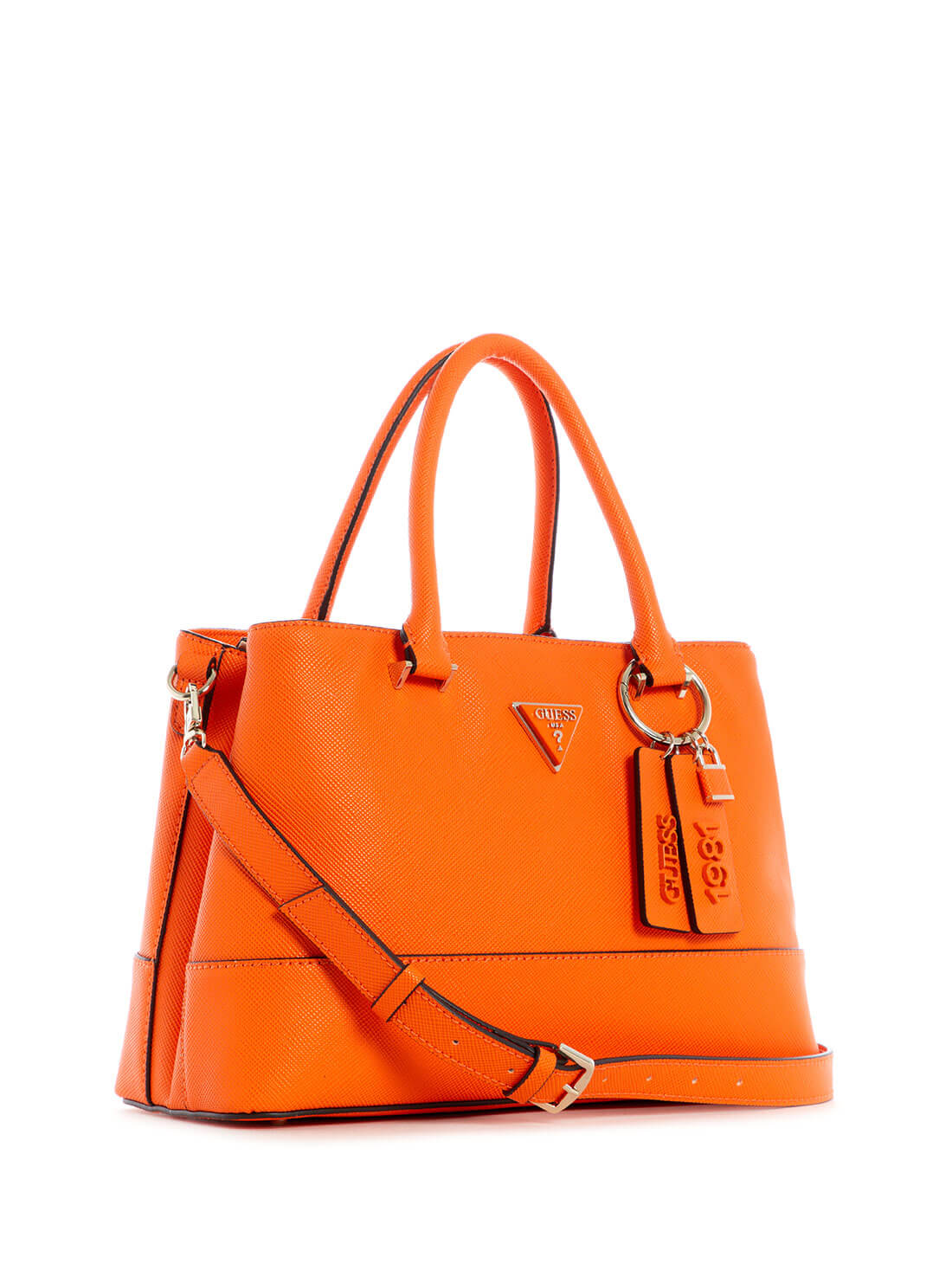 GUESS Womens Orange Cordelia Luxury Satchel VG813006 Side View