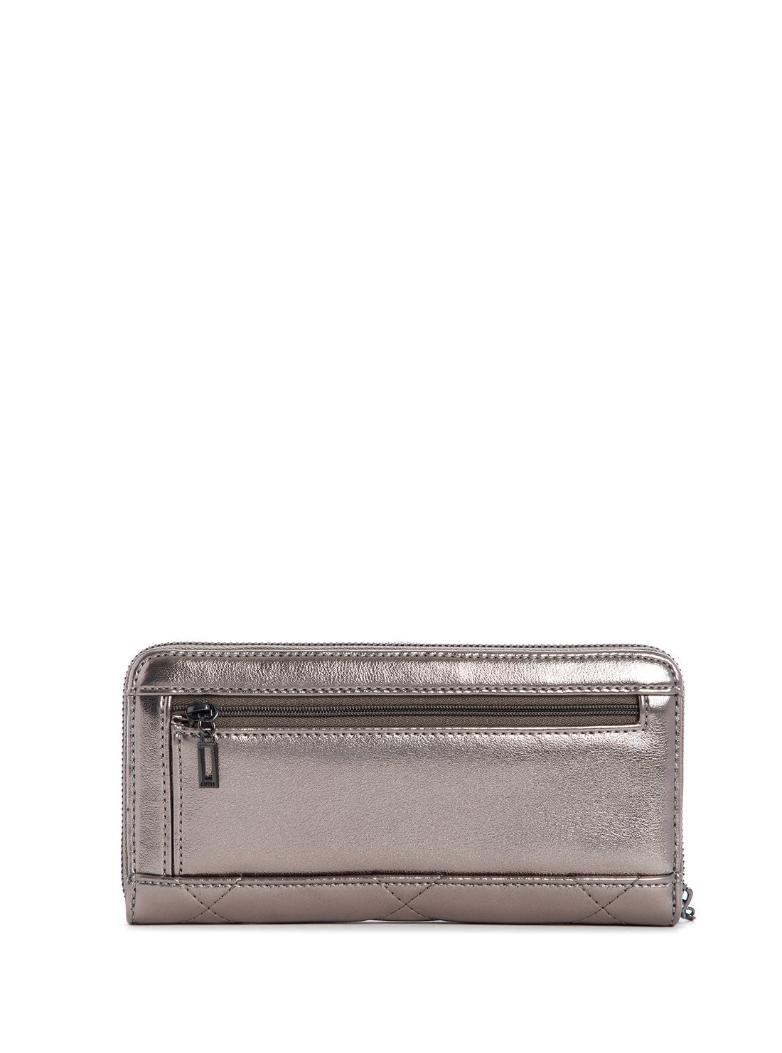 GUESS Womens Metallic Pewter Quilted Khatia Large Wallet MM838146 Back View