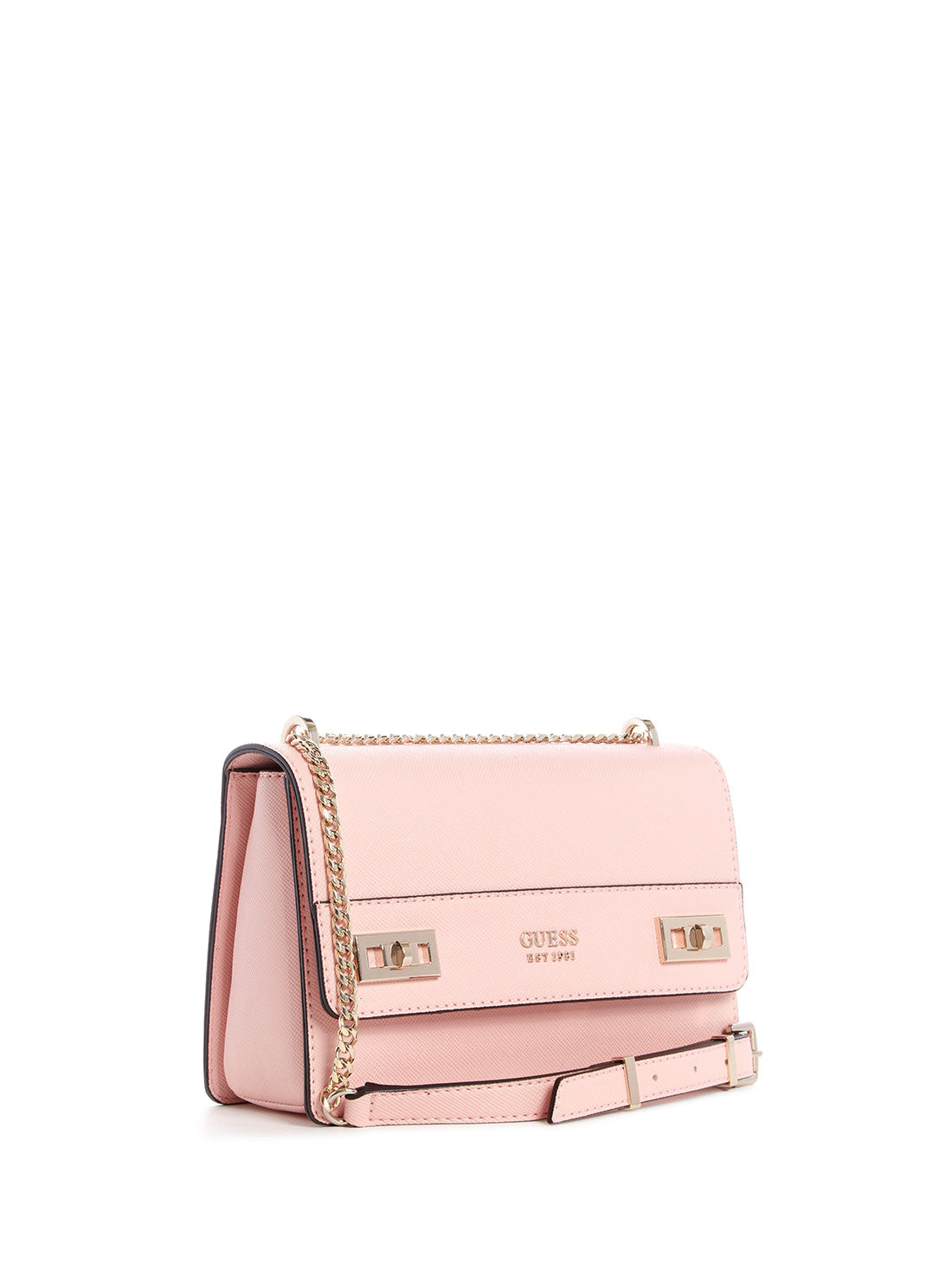 GUESS Women's Pink Katey Convertible Crossbody AG787021 Front Side View