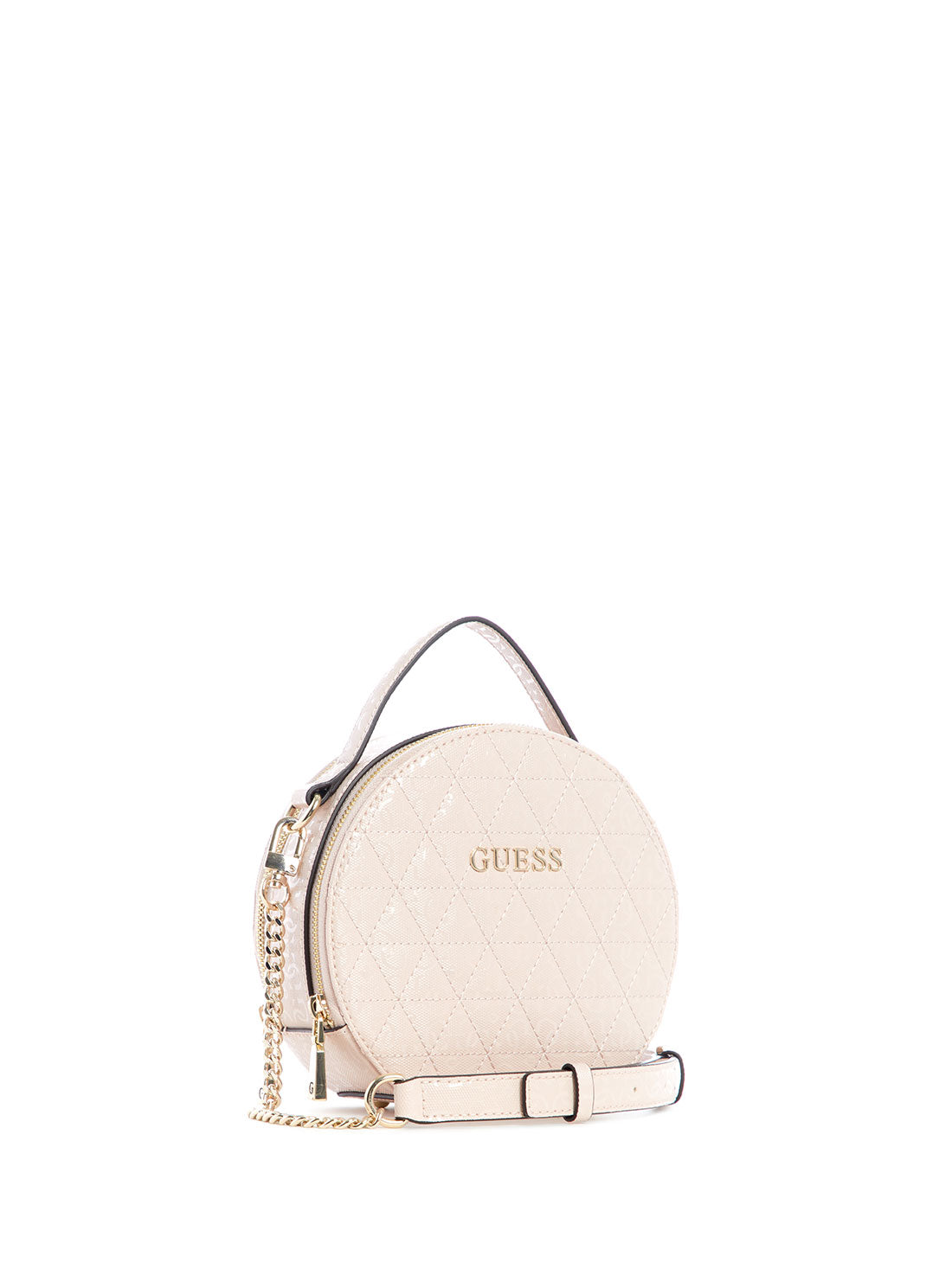 GUESS Womens Pink Quilted Wessex Circle Crossbody GG837977 Front Side View