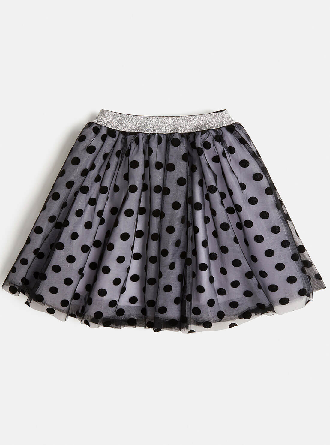 GUESS Kids Girls Black Polka Dot Tulle Midi Skirt (2-12) J1RD11KAKM0 Back View