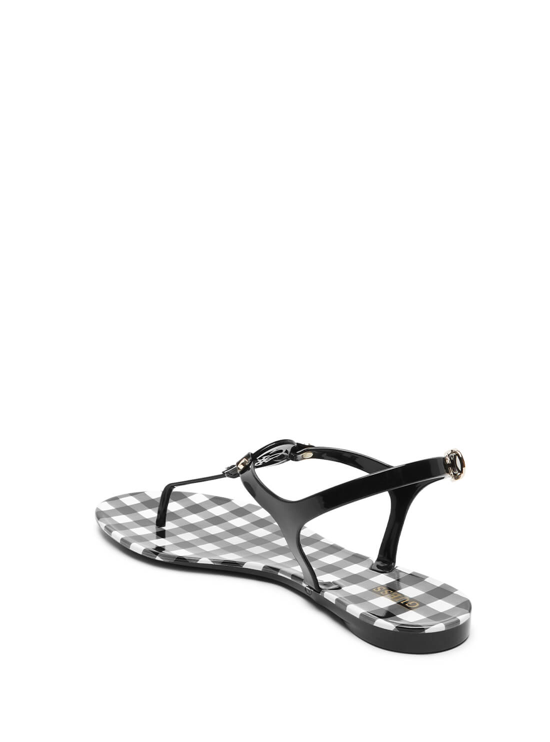 GUESS Womens Black Quattro G Logo Janica Sandals JANICA Back View