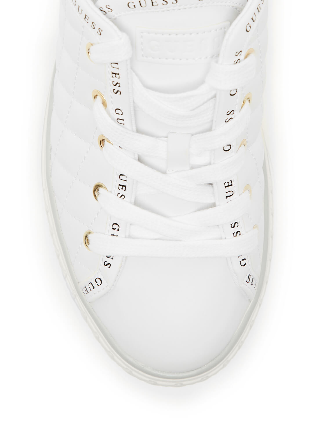 GUESS Womens  White Quilted Peytina Platform Sneakers PEYTINA-A Top View