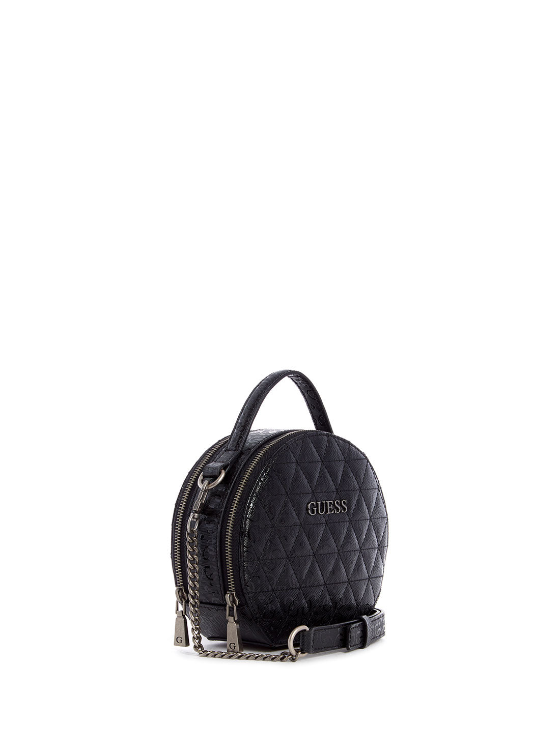 GUESS Womens Black Quilted Wessex Circle Crossbody Bag GN837977 Side View