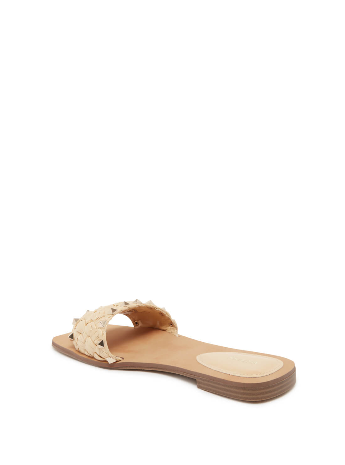 GUESS Womens Beige Raidah Woven Stud Slides RAIDAH-A Back View