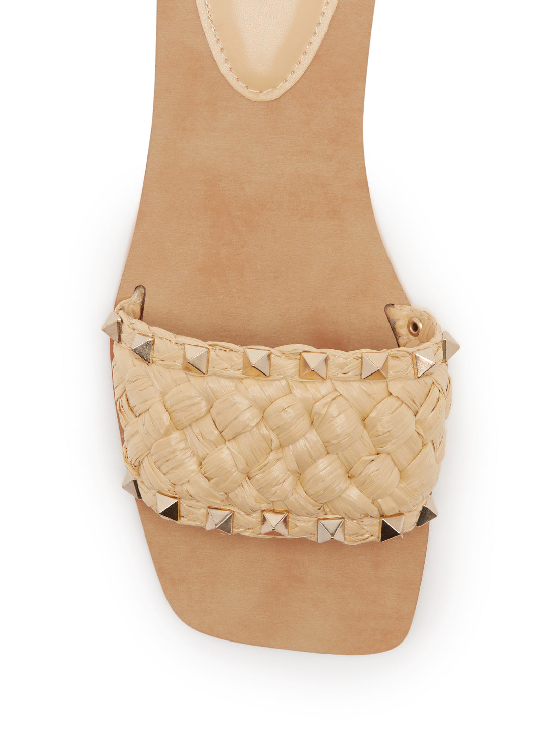 GUESS Womens Beige Raidah Woven Stud Slides RAIDAH-A Top View