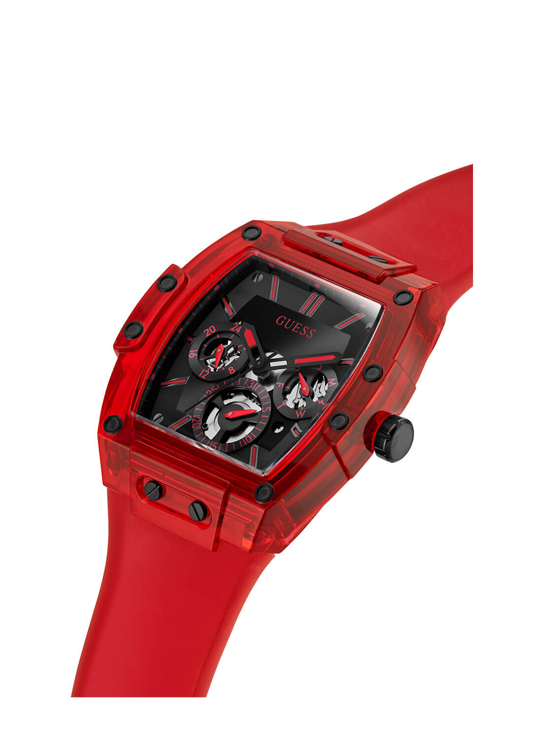 GUESS Mens Red Phoenix Silicone GW0203G5 Angle View
