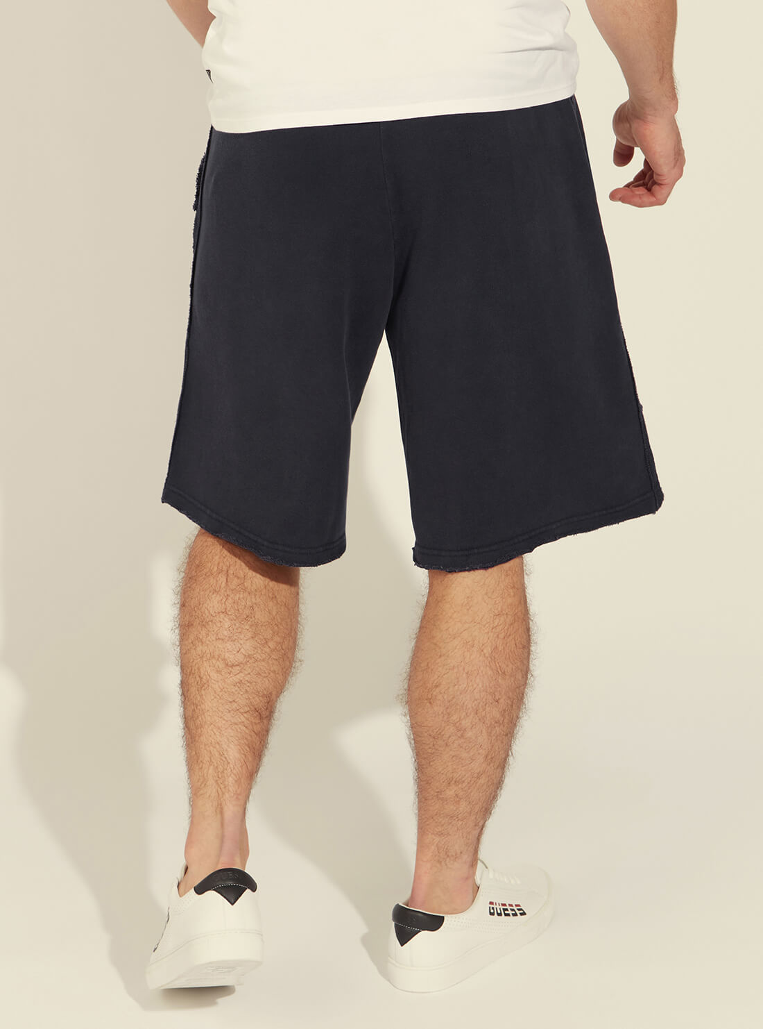 GUESS Mens Blue Relaxed Patch Shorts M1GD55K68I1 Model Back View