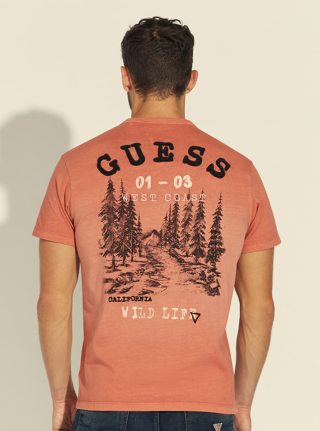 GUESS Mens Desert Red River Trees T-Shirt M1BI16K8FQ1 Back View