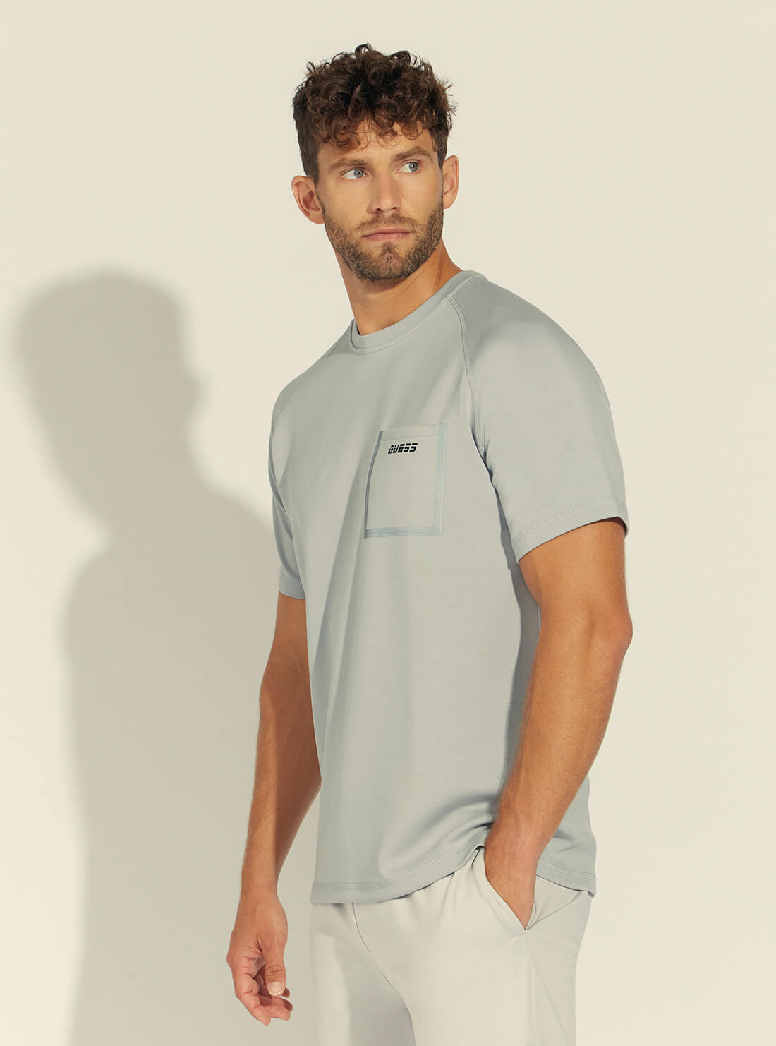 GUESS Mens Grey Rube Pocket T-Shirt U1BA51DL006 Side View