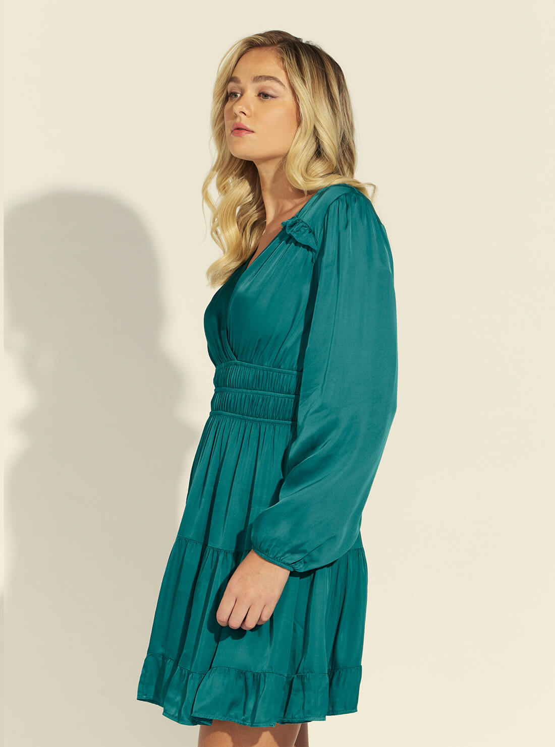 GUESS Womens  Green Emanuela Mini Dress W1BK12WE5E0 Side View