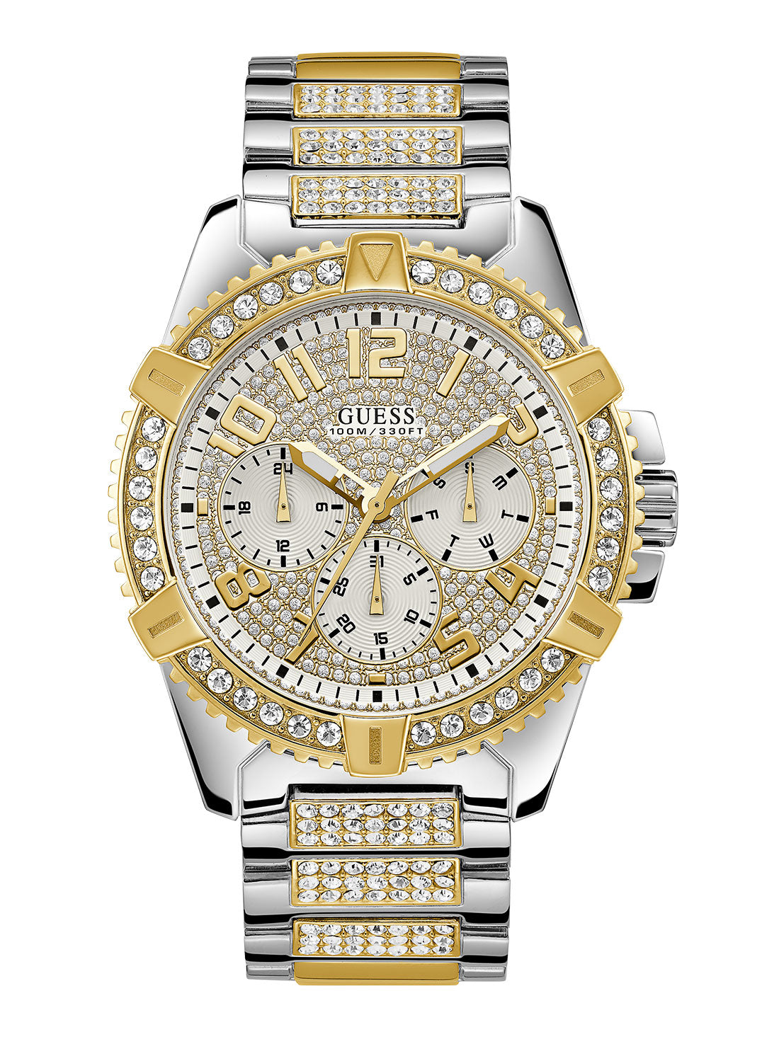 GUESS Mens Silver And Gold Fontier Watch W0799G4 Front View