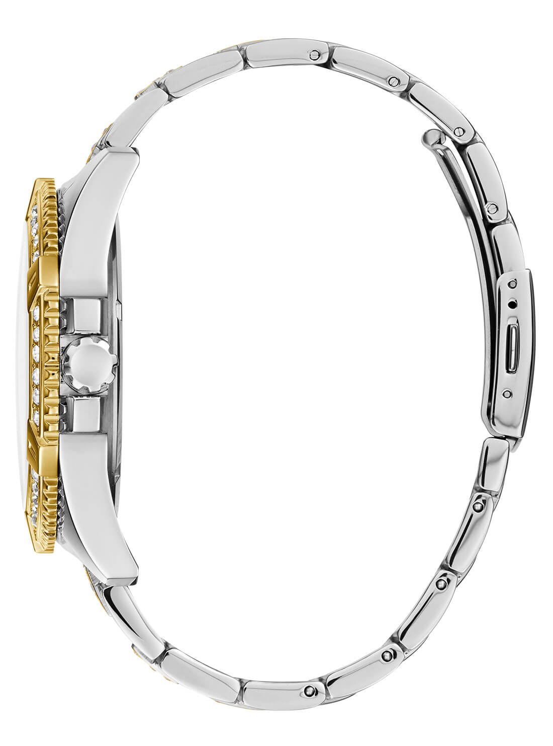 GUESS Mens Silver And Gold Fontier Watch W0799G4 Side View
