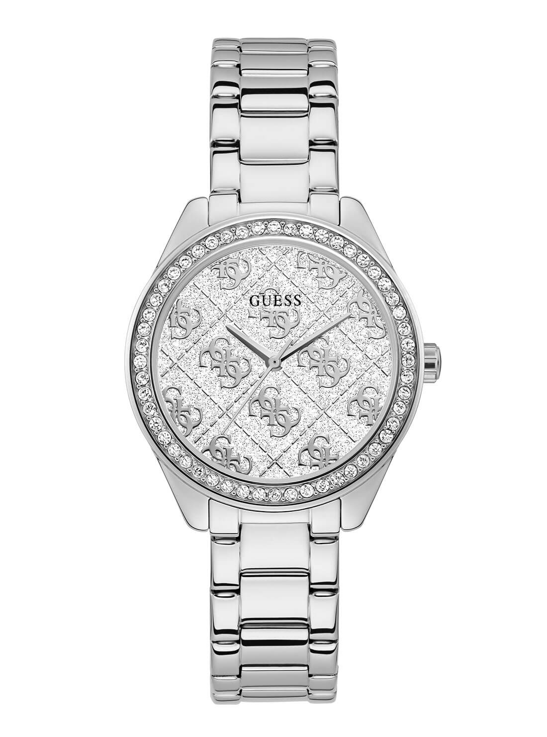 GUESS Women's Silver Quattro G Logo Sugar Watch GW0001L1 Front View