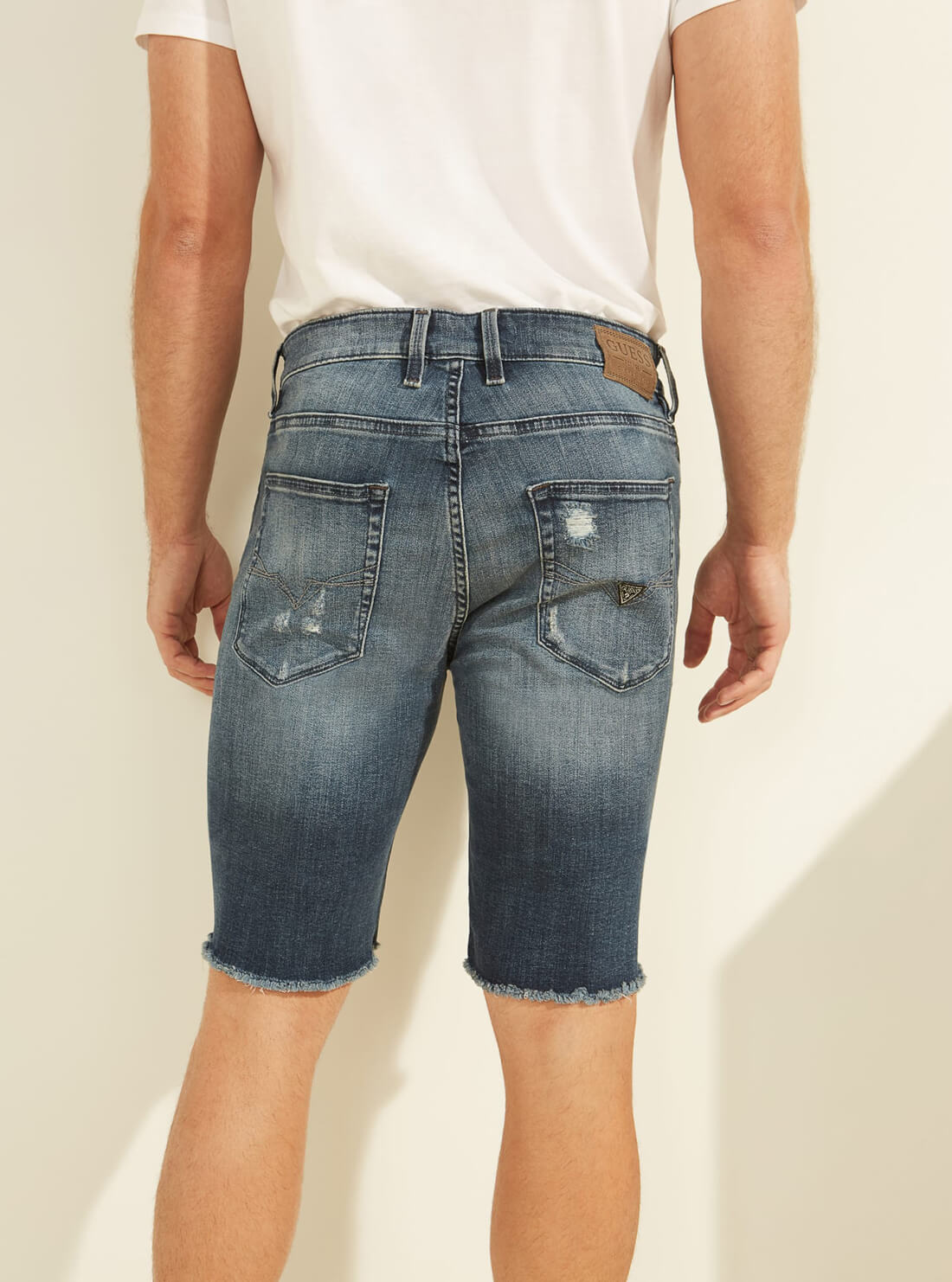 GUESS Mens Slim Denim Shorts In Deep Surf Wash M1YAV3R47G0 Back View