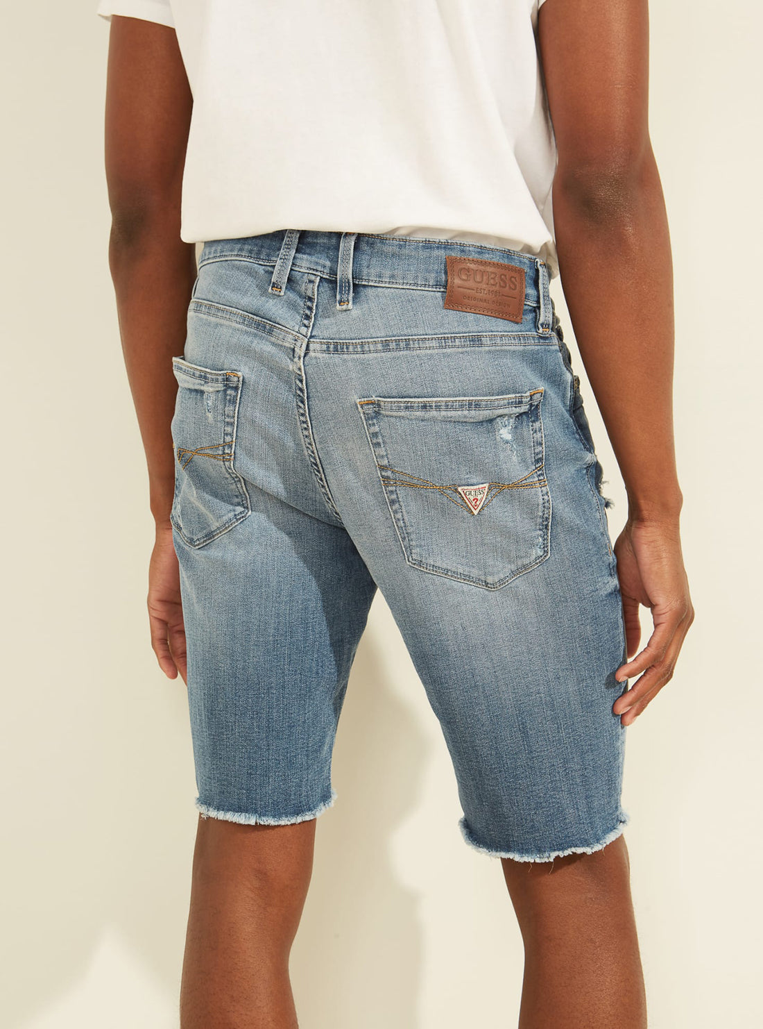GUESS Mens Slim Denim Intrastellar Blue Shorts M1YAV3R47G0 Back View