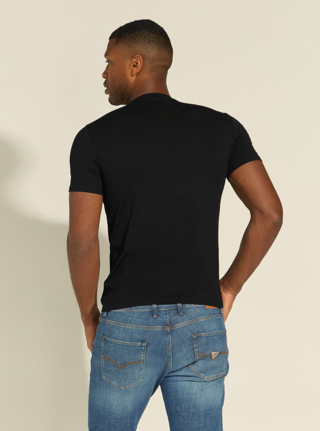 GUESS Mens Black Slim Fit Logo T-Shirt M1RI36I3Z11 Back View