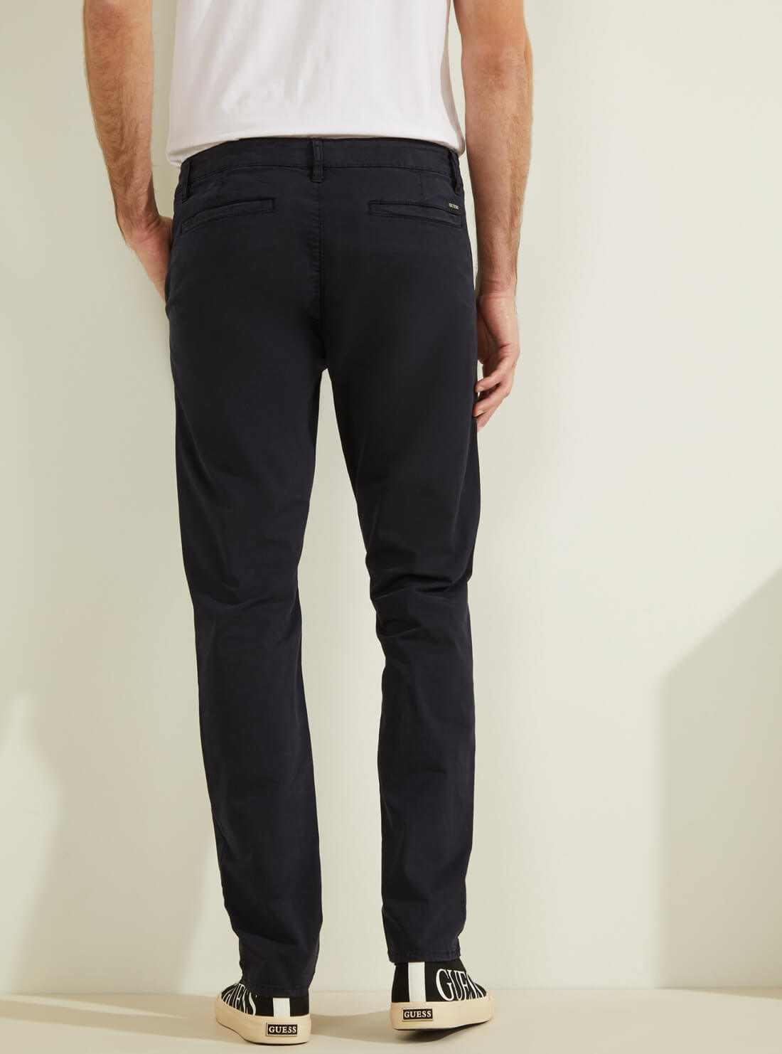 GUESS Mens Deep Navy Slim Fit Lonita Twill Chino Pants M0RB08R07P0 Back View