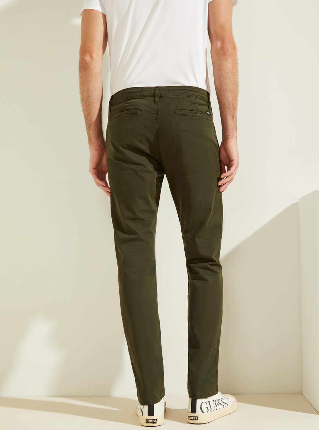 GUESS Mens Deep Green Slim Fit Lonita Twill Chino Pants M0RB08R07P0 Back View