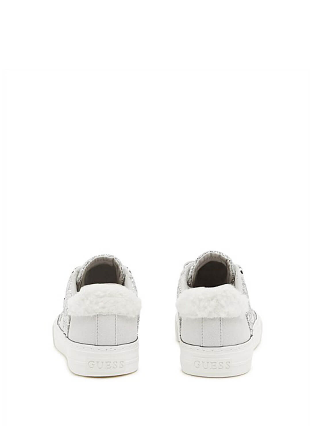 GUESS Womens Silver Sparkle Loven Low-Top Sneakers LOVEN3-A Back View