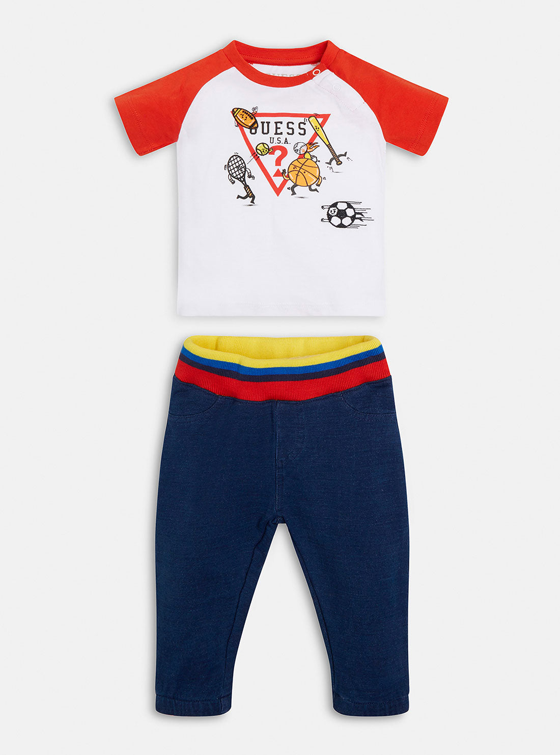 GUESS Kids Boys Red and Blue Sports Top And Pants 2-Piece Set (3-24m) I1YG03K8HM0 Front View