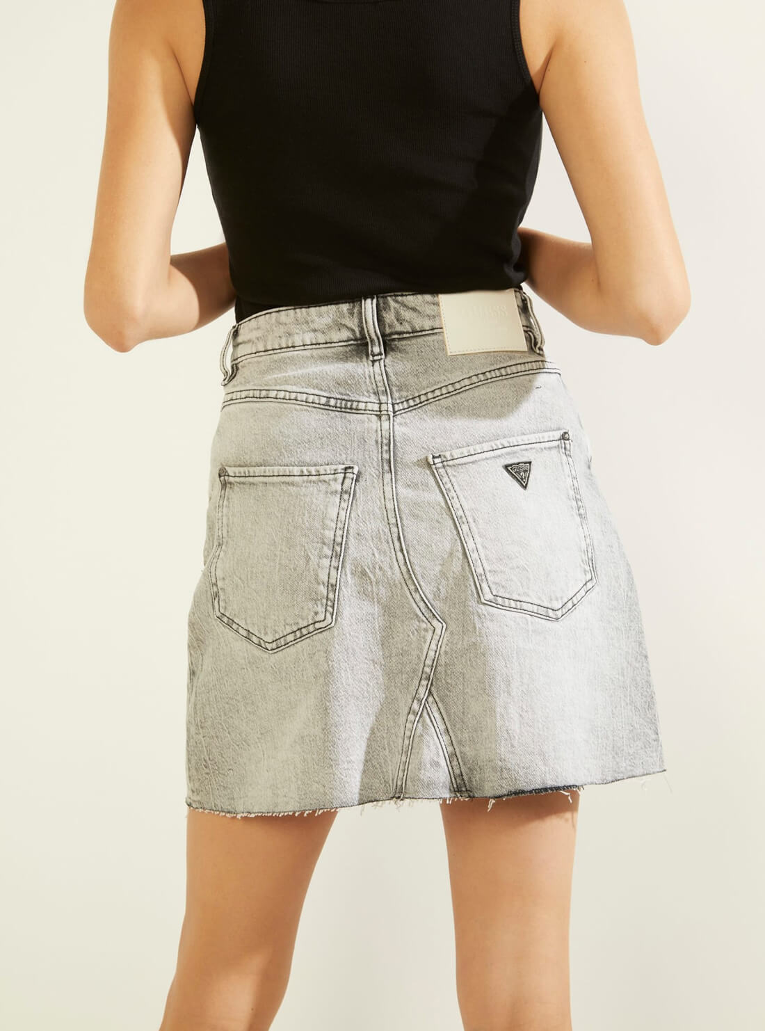 GUESS Womens Syria Denim Mini Skirt In Acid Wash W1YD84D3YG3 Back View