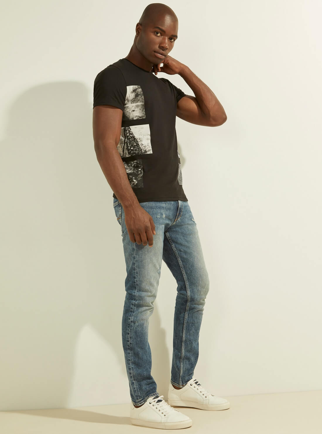 GUESS Mens Black Typewriting T-Shirt M1YI73R5JK1 Full View