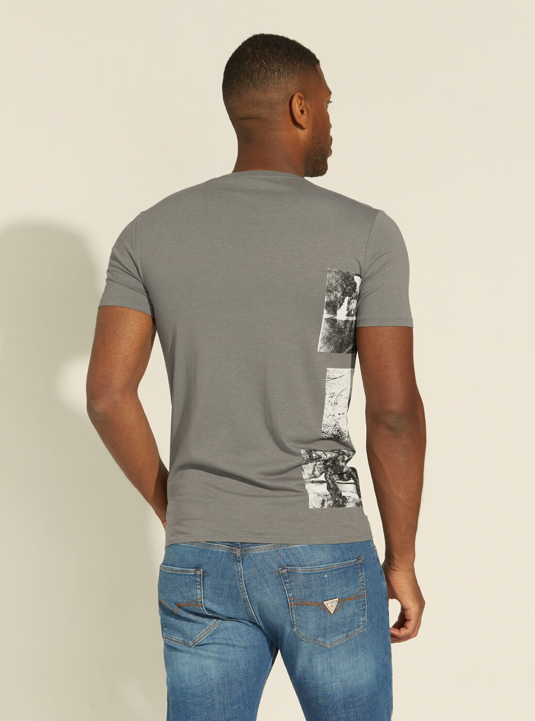 GUESS Mens Grey Typewriting T-Shirt M1YI73R5JK1 Back View