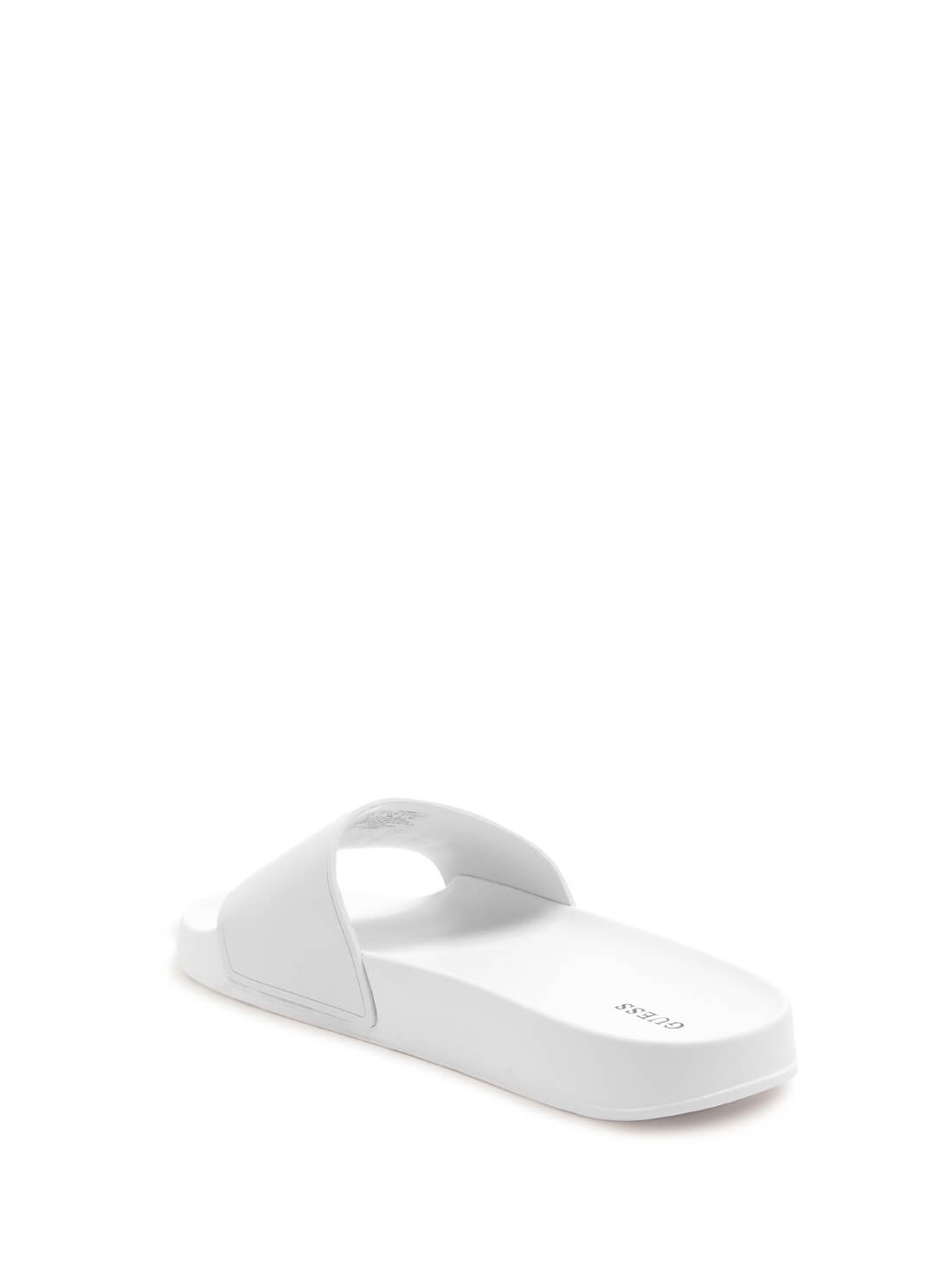 GUESS Womens White Logo Sykey Slides Sykey Back View