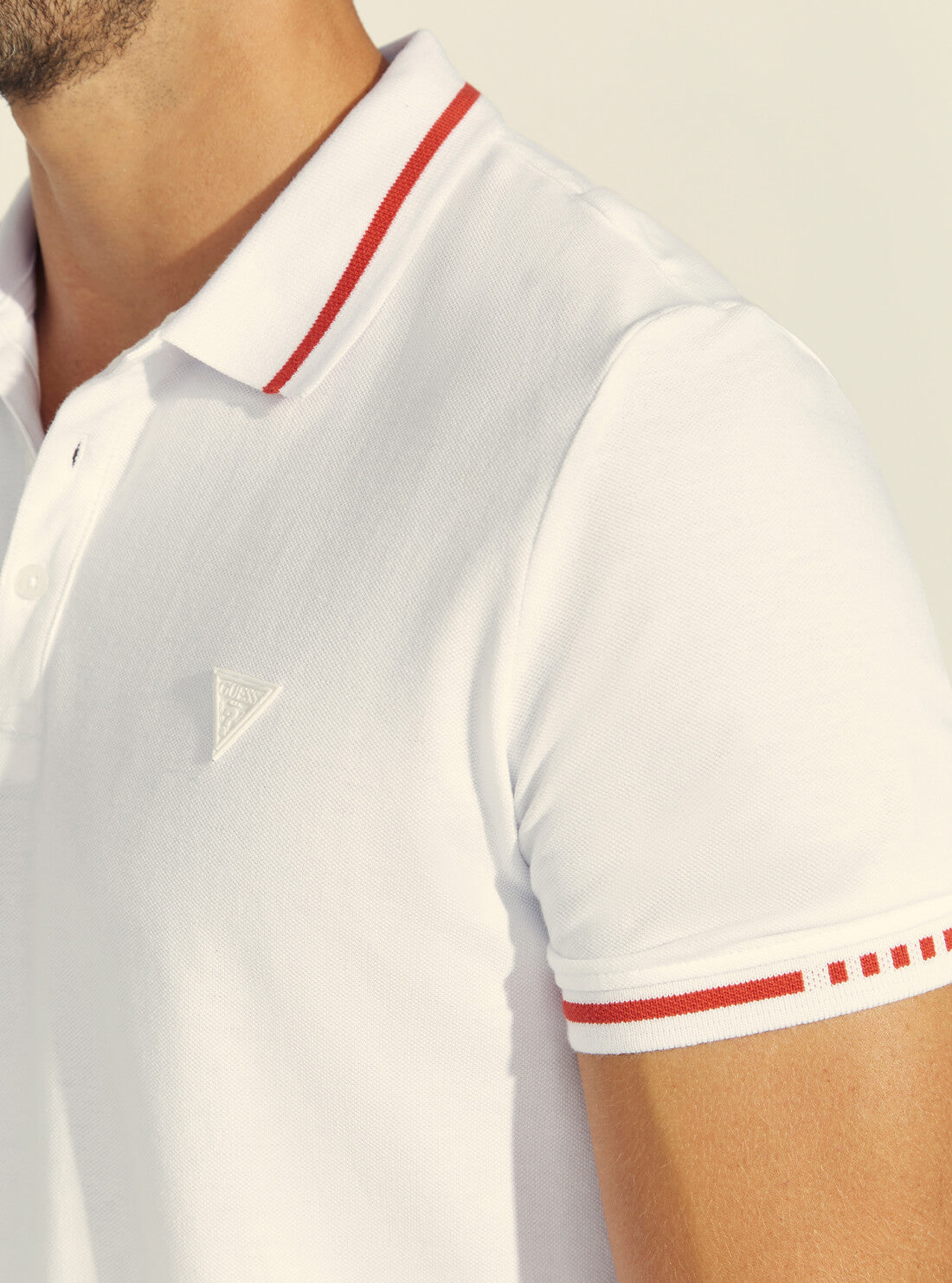 GUESS Mens White Oz Polo T-Shirt M1BP55K9WF1 Detail View