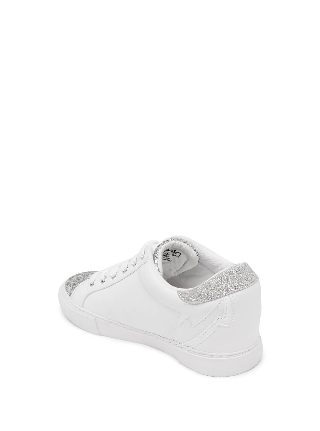 GUESS Womens  White Star Point Wedge Sneakers POINT Back View