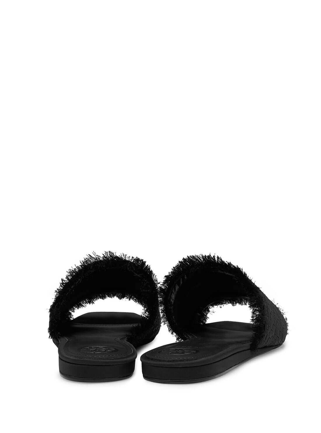 GUESS Womens Black Woven Hariete Slides HARIETE-A Back View