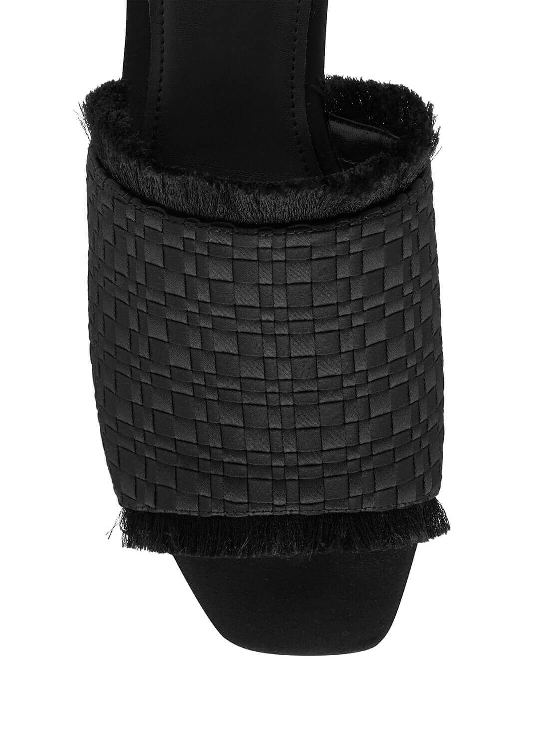 GUESS Womens Black Woven Hariete Slides HARIETE-A Detail View