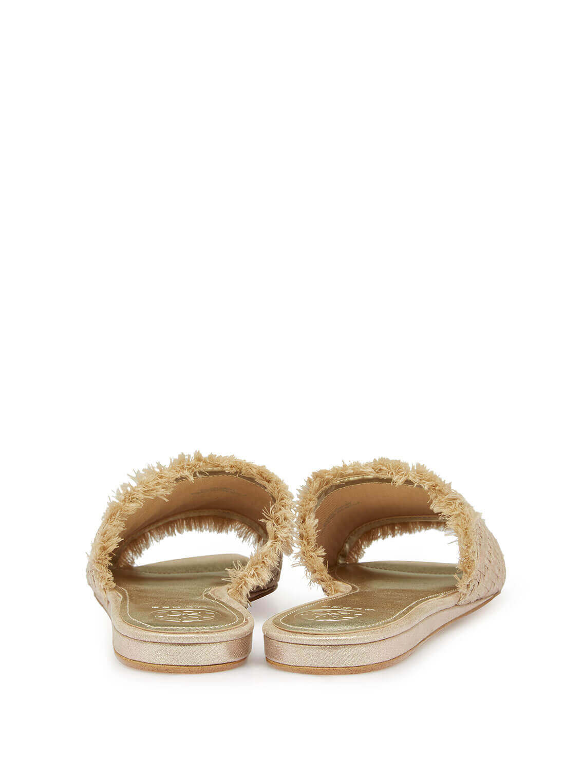 GUESS Womens  Gold Woven Hariete Slides HARIETE-A Back View