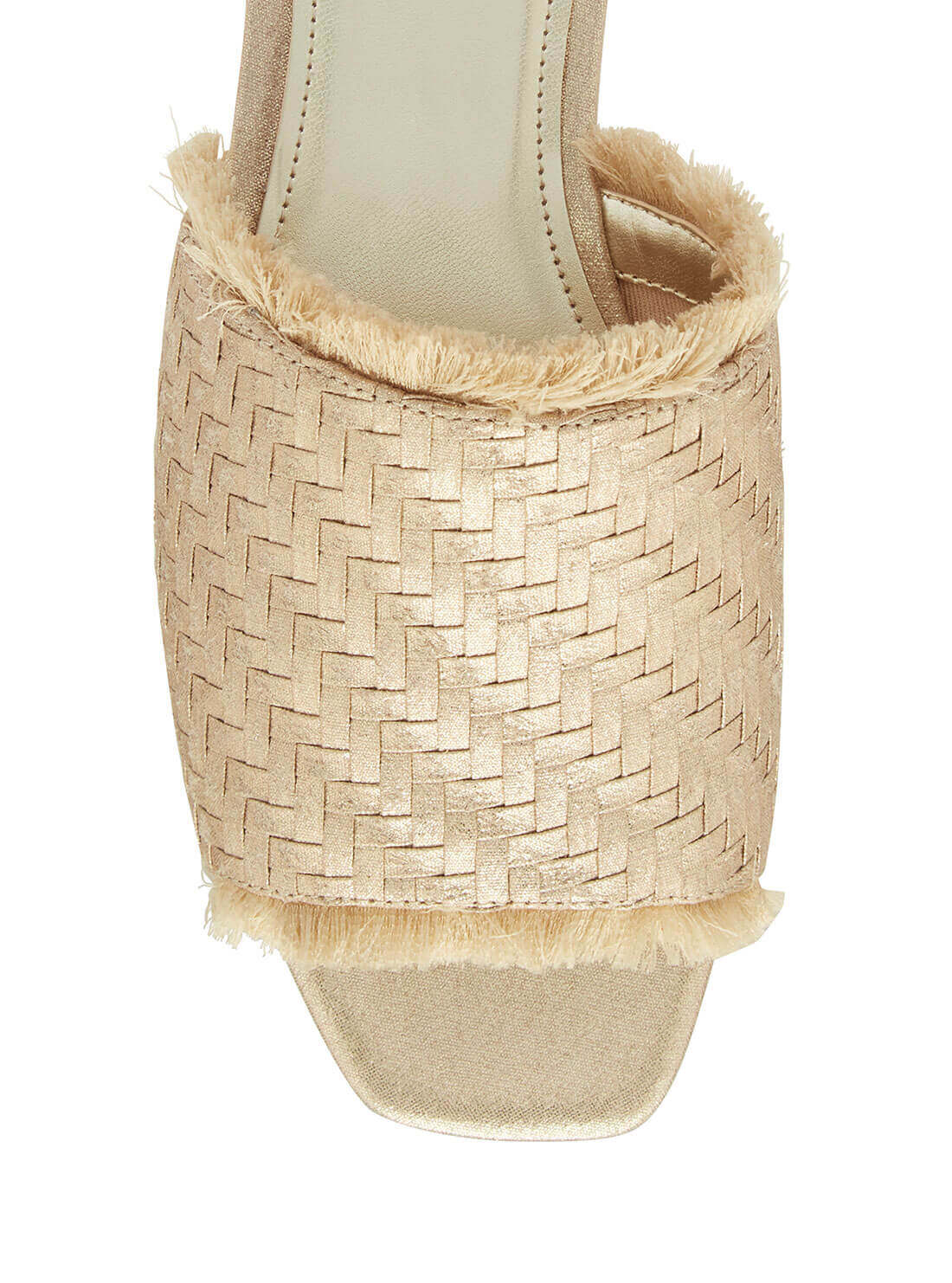 GUESS Womens  Gold Woven Hariete Slides HARIETE-A Top View